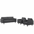 East End Imports Empress Sofa and Armchairs Set of 3- Gray EEI-1314-DOR